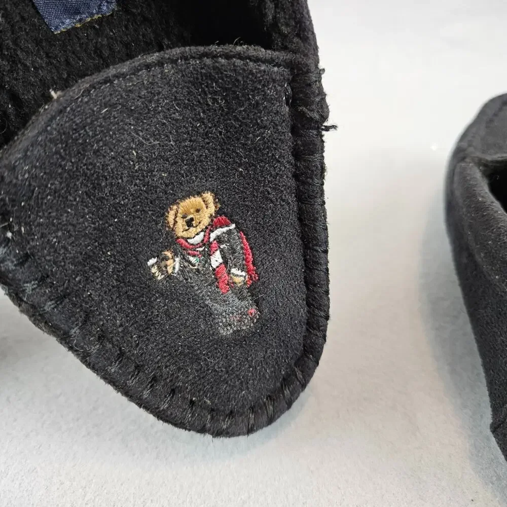 Polo Ralph Lauren Kids Boys Sherpa Lined Slippers Size 13 Loafer Slip-On Bear